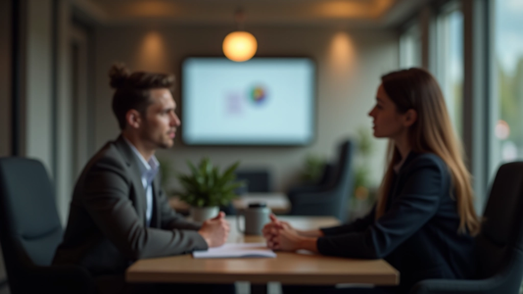 Close-up van handen in gebaar van begrip, twee mensen spreken ernstig maar rustig, kantoorsetting